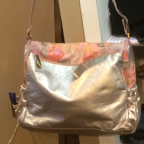 Bridget Shuster Large Leather Flowered Diaper Bag - Picture 6 of 8